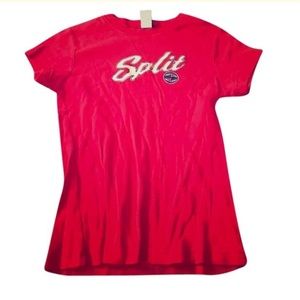 vintage 90s y2k era red Split graphic tee